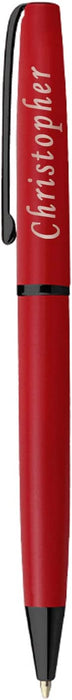 Paul Clover Personalised Engraved Glossy Red Ballpoint Pen with Black Trim and Presentation Box