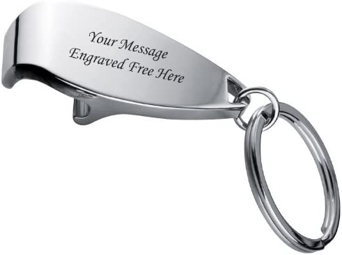 Personalised Engraved Stainless Steel Claw Bottle Opener Keyring in Protective Sleeve