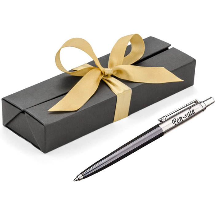 Personalised Engraved Parker Jotter Black Ballpoint Pen in Ribbon Presentation Box