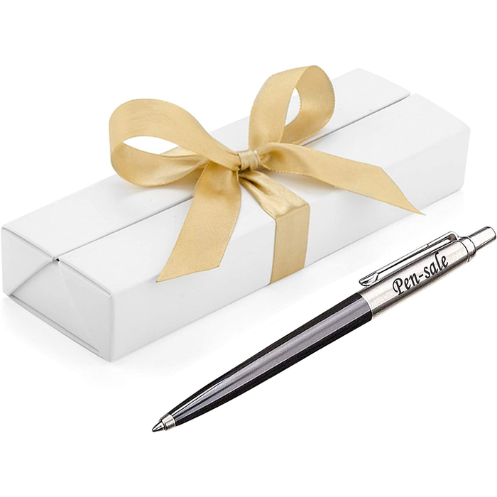 Personalised Engraved Parker Jotter Black Ballpoint Pen in Ribbon Presentation Box
