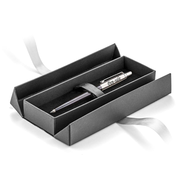 Personalised Engraved Parker Jotter Black Ballpoint Pen in Ribbon Presentation Box