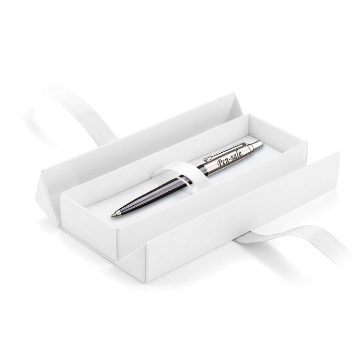 Personalised Engraved Parker Jotter Black Ballpoint Pen in Ribbon Presentation Box