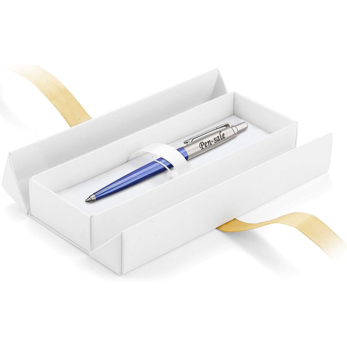 Personalised Engraved Parker Jotter Blue Ballpoint Pen in Ribbon Presentation Box