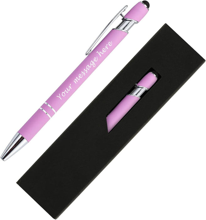 Paul Clover Personalised Engraved Soft Touch Ballpoint Pen and Stylus in Presentation Box