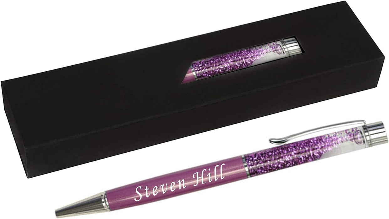 Paul Clover Personalised Floating Glitter Ballpoint Pen in 11 Colours with Luxury Gift box