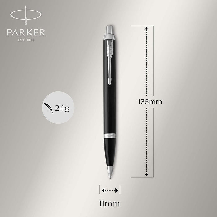 Personalised Engraved Parker IM Black Ballpoint Pen with Silver Trim in Parker Gift Box