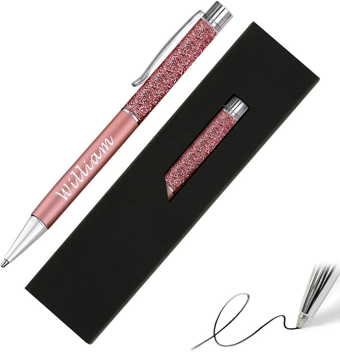 Paul Clover Personalised Floating Glitter Ballpoint Pen in 11 Colours with Velvet Pouch and Gift box