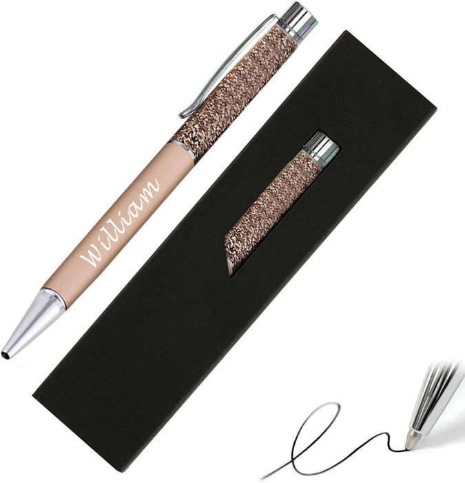 Paul Clover Personalised Floating Glitter Ballpoint Pen in 11 Colours with Velvet Pouch and Gift box