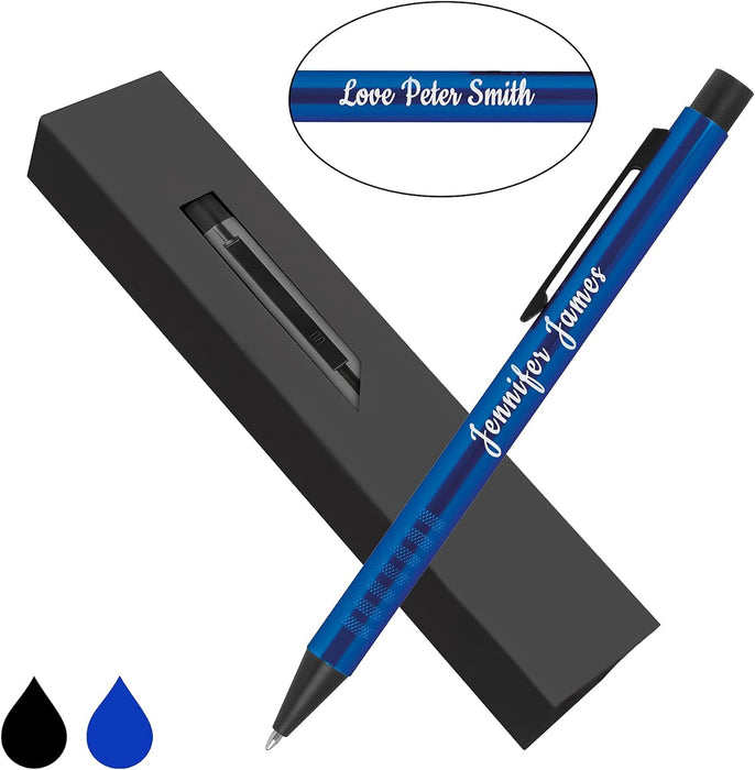 Personalised Engraved Ballpen in 9 Colours with Matching Trim and Premium Dotted Design Grip