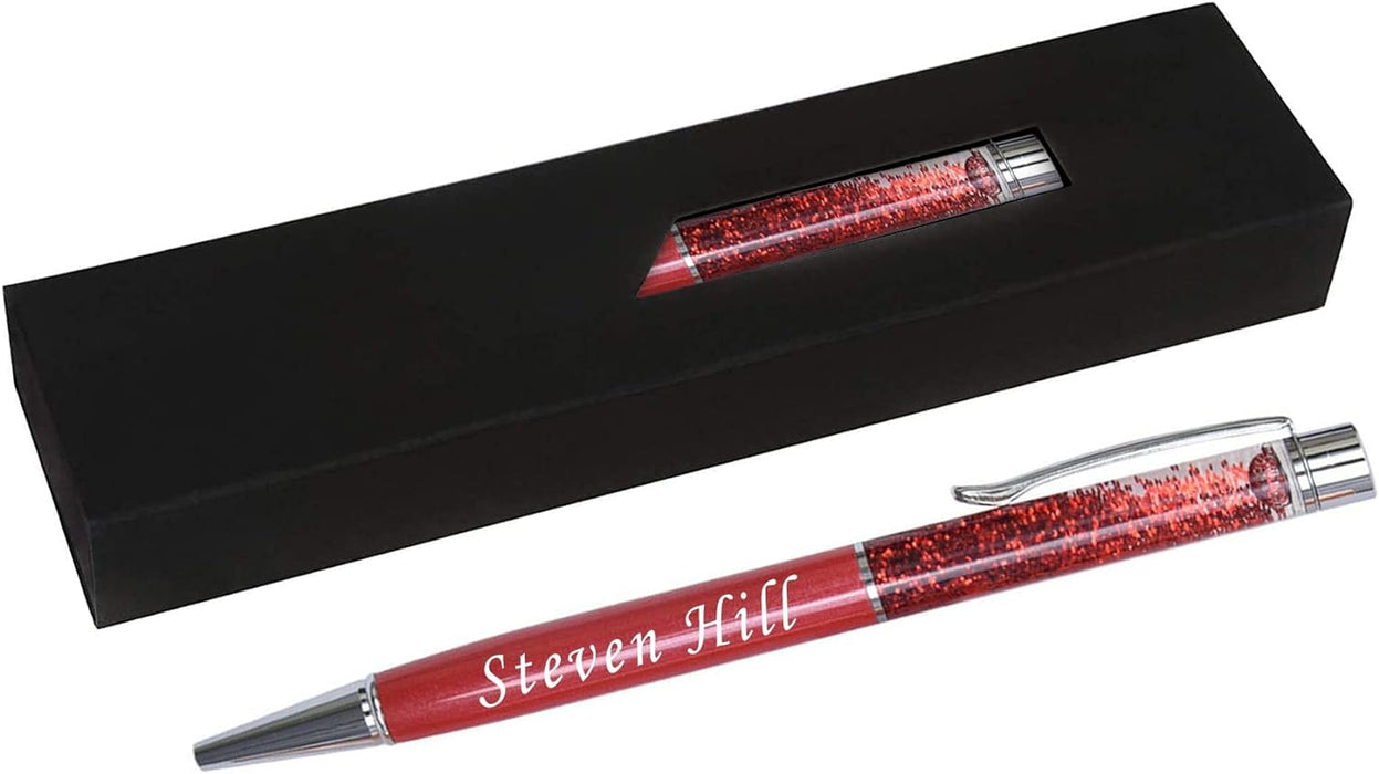 Paul Clover Personalised Floating Glitter Ballpoint Pen in 11 Colours with Luxury Gift box