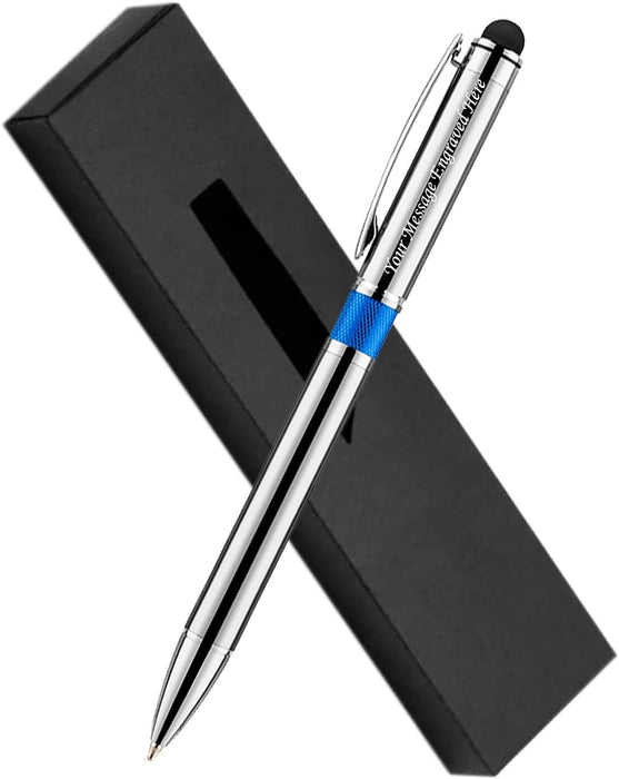 Personalised Engraved Metal Ballpoint and Stylus in a Choice of Colours with Presentation Box