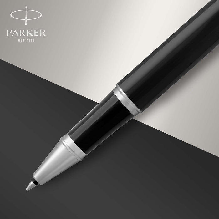 Personalised Engraved Parker IM Black Rollerball Pen with Silver Trim in Parker Gift Box