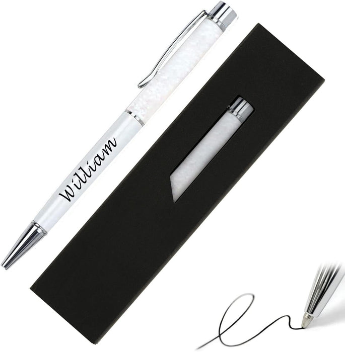 Paul Clover Personalised Floating Glitter Ballpoint Pen in 11 Colours with Velvet Pouch and Gift box