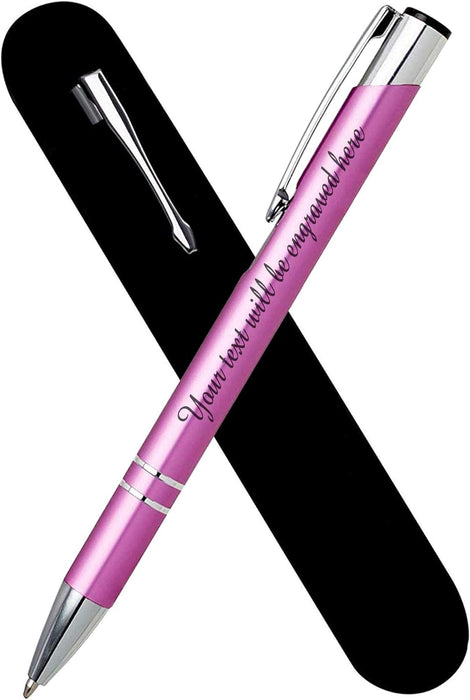 Personalised Engraved Pink Ballpen with Silver Trim in Gift Box or Velvet Pouch with Refill Options