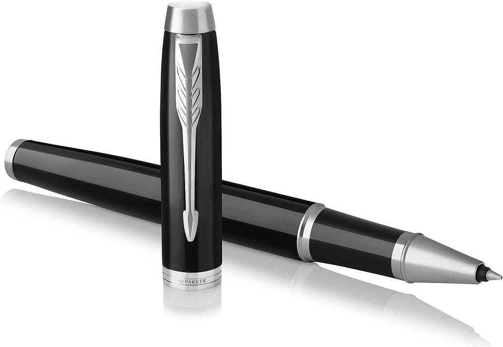 Personalised Engraved Parker IM Black Rollerball Pen with Silver Trim in Parker Gift Box