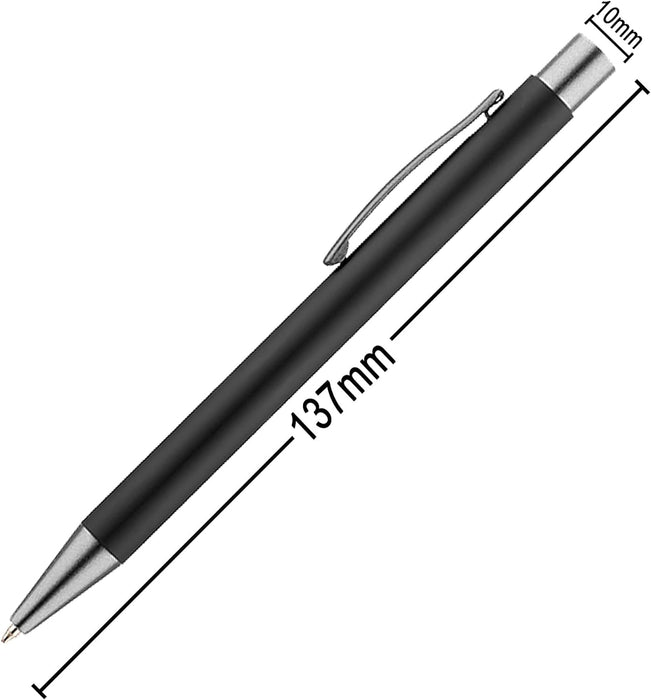 Personalised Black Ballpoint Pen with Rubber Design and Silver Trim in Gift Box or Velvet Pouch