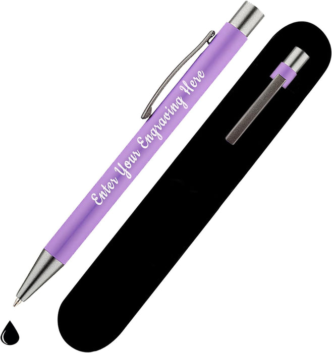 Personalised Purple Ballpoint Pen with Rubber Design and Silver Trim in Gift Box or Velvet Pouch