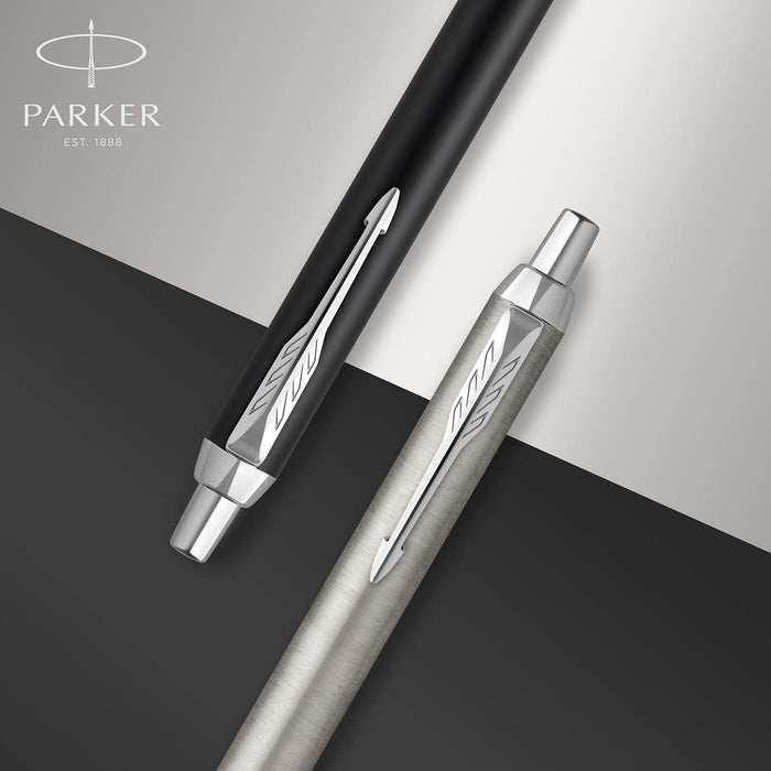 Personalised Engraved Parker IM Black Ballpoint Pen with Silver Trim in Parker Gift Box