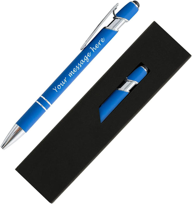 Paul Clover Personalised Engraved Soft Touch Ballpoint Pen and Stylus in Presentation Box