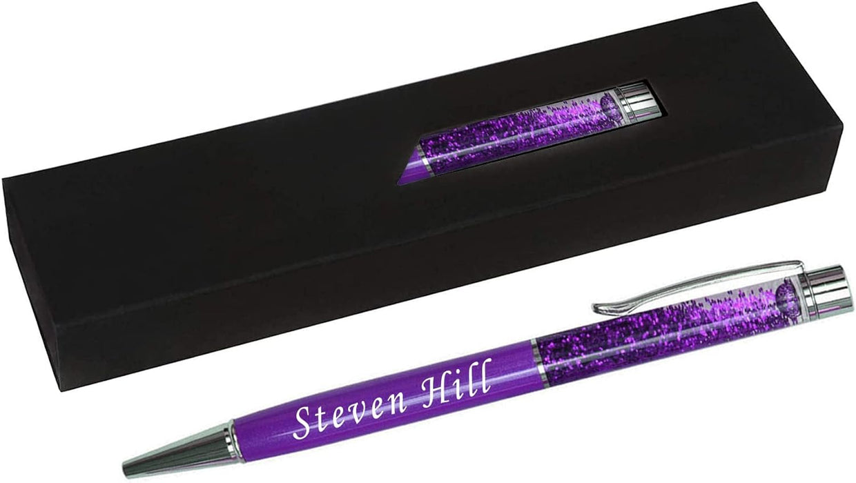 Paul Clover Personalised Floating Glitter Ballpoint Pen in 11 Colours with Luxury Gift box