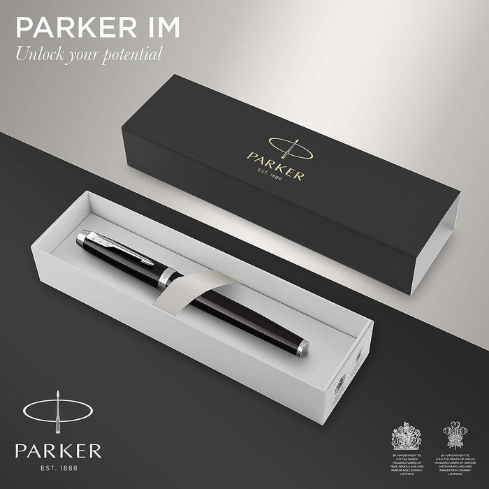 Personalised Engraved Parker IM Black Rollerball Pen with Silver Trim in Parker Gift Box