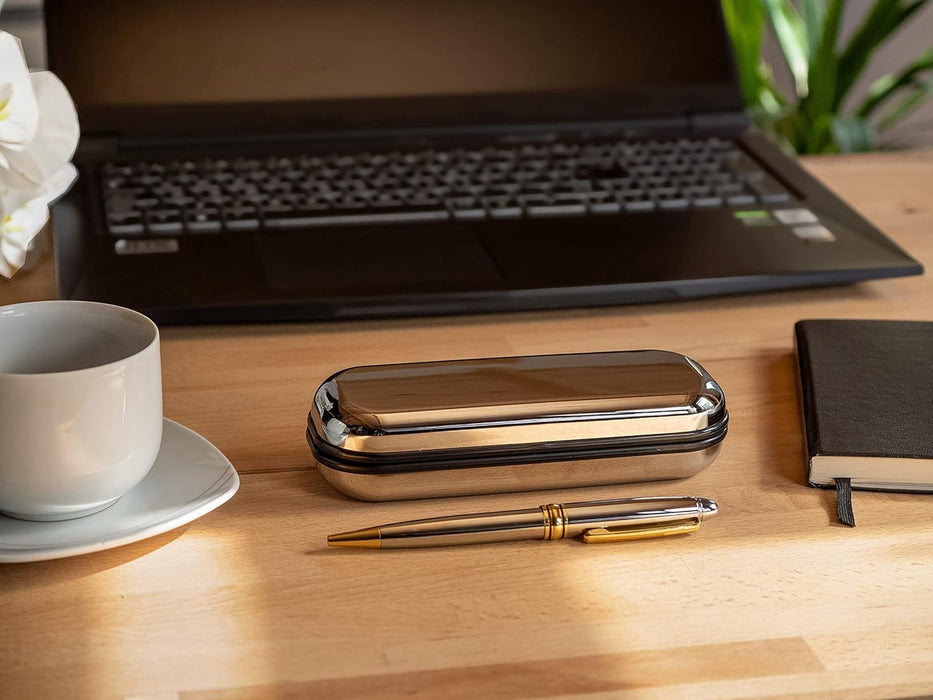 Personalised Engraved Black Ballpoint Pen with Gold Trim in Gift Box