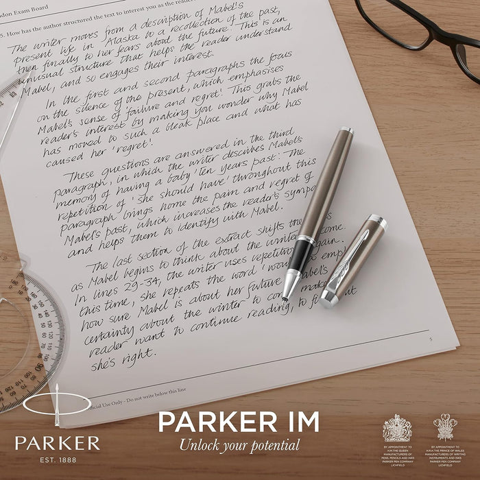 Personalised Engraved Parker IM Black Rollerball Pen with Silver Trim in Parker Gift Box