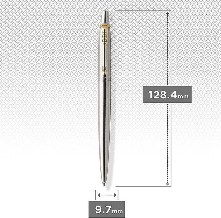 Personalised Engraved Parker Jotter Stainless Steel Gold Trim Ballpoint Pen in Parker Gift Box