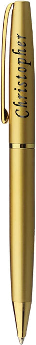 Paul Clover Personalised Engraved Glossy Gold Ballpoint Pen with Gold Trim and Presentation Box