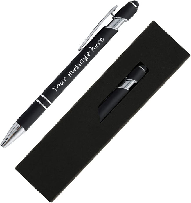 Paul Clover Personalised Engraved Soft Touch Ballpoint Pen and Stylus in Presentation Box