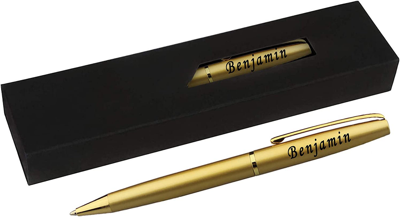 Paul Clover Personalised Engraved Glossy Black Ballpoint Pen with Black Trim and Presentation Box