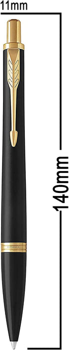 Personalised Engraved Parker Black Urban Ballpoint Pen with Gold Trim in Parker Gift Box