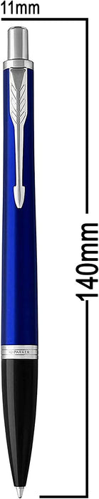 Personalised Engraved Parker Metallic Blue Urban Ballpoint Pen with SIlver Trim in Parker Gift Box