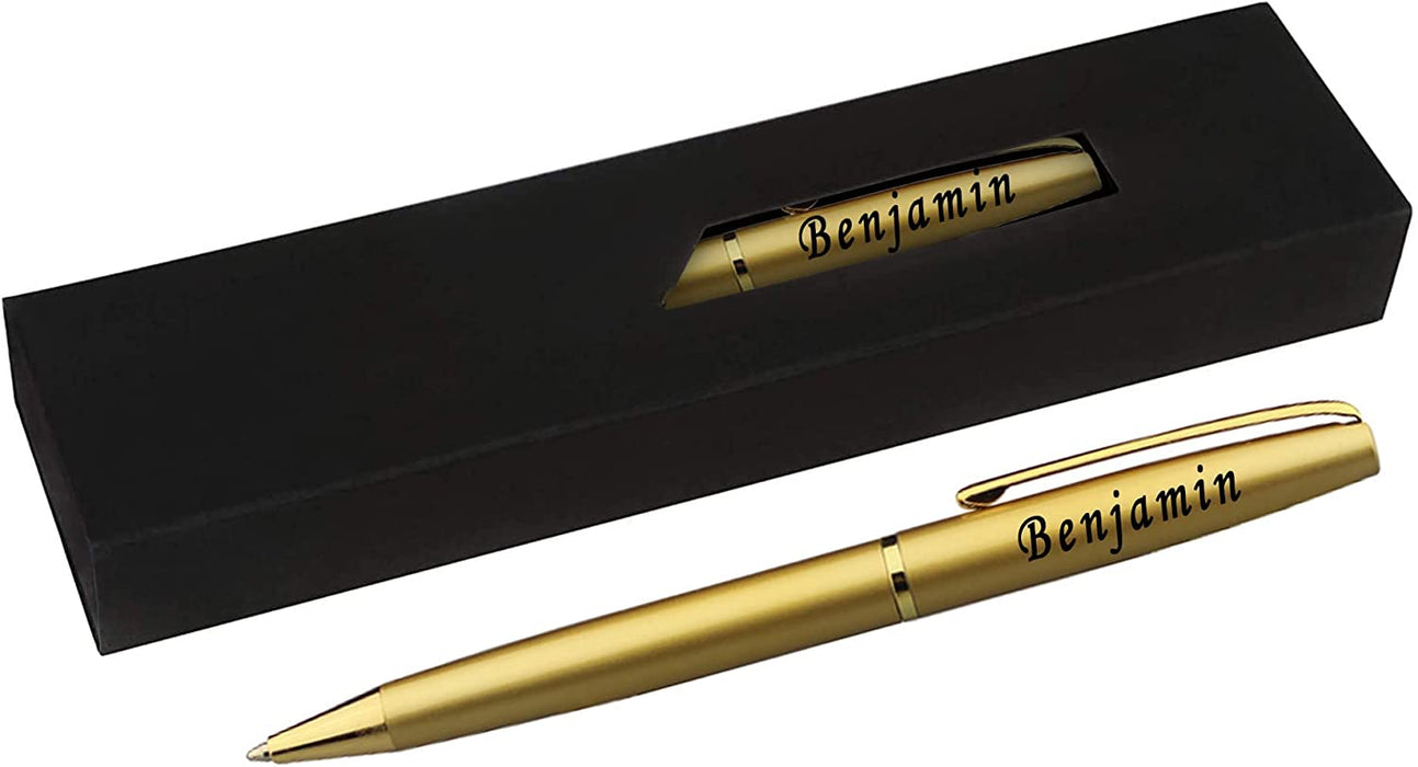 Paul Clover Personalised Engraved Glossy Blue Ballpoint Pen with Black Trim and Presentation Box