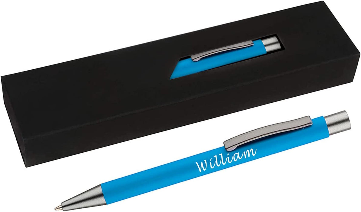 Personalised Black Ballpoint Pen with Rubber Design and Silver Trim in Gift Box or Velvet Pouch