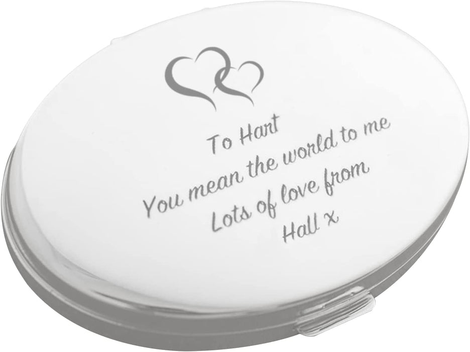 Personalised Chrome Compact Makeup Mirror with Velvet Pouch