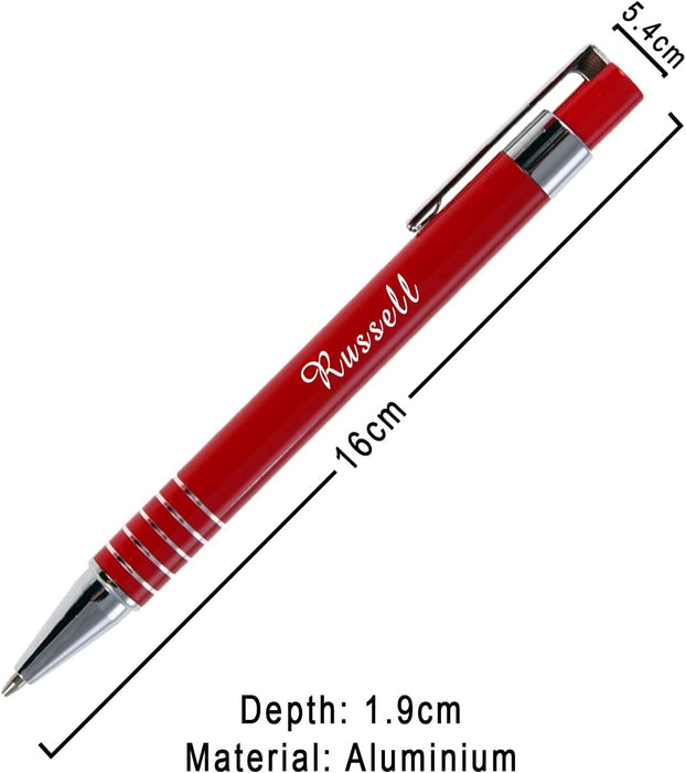 Personalised Engraved Red Pen and Pencil Set with Silver Trim in Engraved Red Case