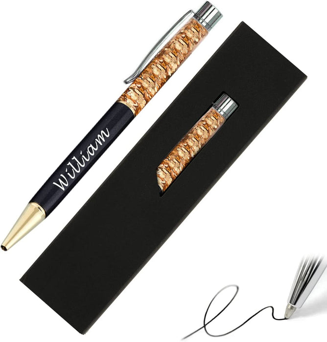 Paul Clover Personalised Floating Glitter Ballpoint Pen in 11 Colours with Velvet Pouch and Gift box