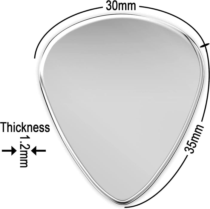 Personalised Stainless Steel Guitar Pick in 2 Designs with Leather Case in Different Colours