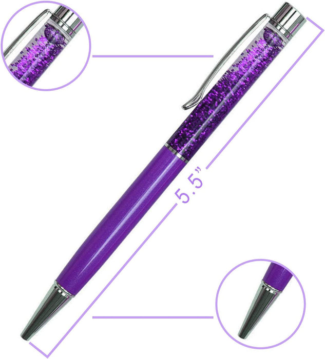 Paul Clover Personalised Floating Glitter Ballpoint Pen in 11 Colours with Velvet Pouch and Gift box