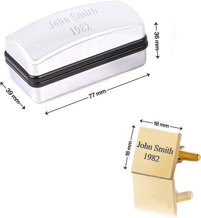 Paul Clover Personalised Gold-Plated Square Cufflinks in Chrome Gift Case and Velvet Pouch