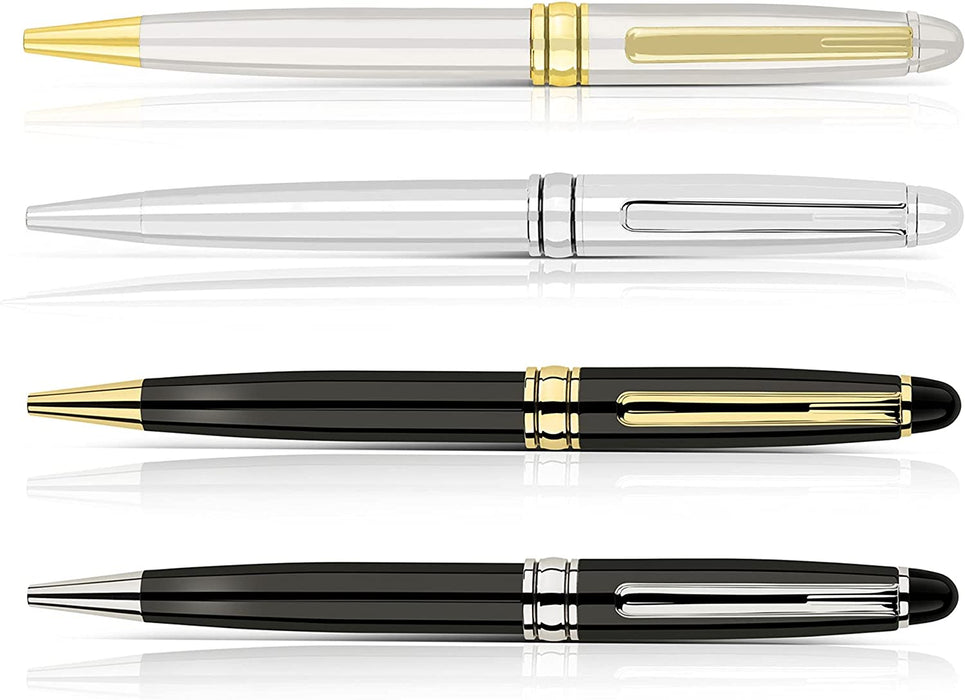 Paul Clover Personalised Black Ballpen with Silver Trim and Engraved SIlver Chrome Case