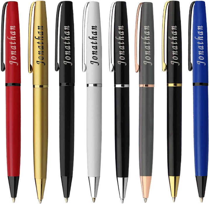 Paul Clover Personalised Engraved Glossy Blue Ballpoint Pen with Black Trim and Presentation Box