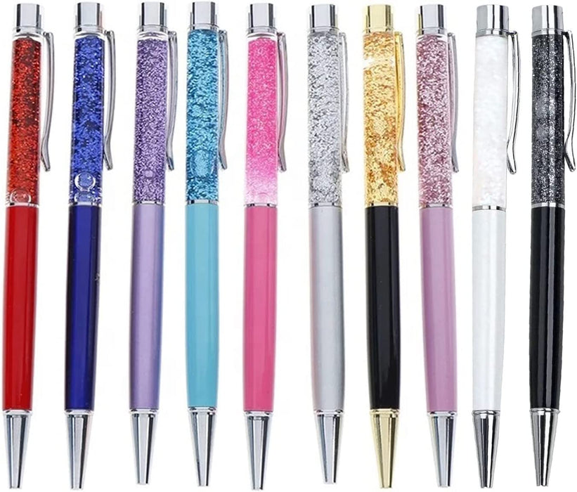 Paul Clover Personalised Floating Glitter Ballpoint Pen in 11 Colours with Velvet Pouch and Gift box