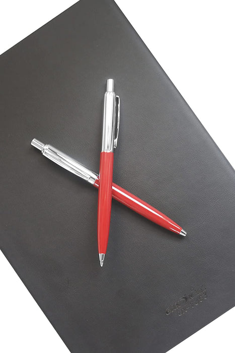 Personalised Engraved Dark Red Slim Ballpoint Pen with Silver Trim in Chrome Case or Gift Box