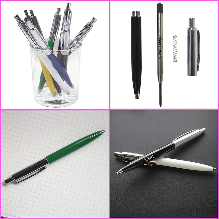 Personalised Engraved Purple Slim Ballpoint Pen with Silver Trim in Chrome Case or Gift Box