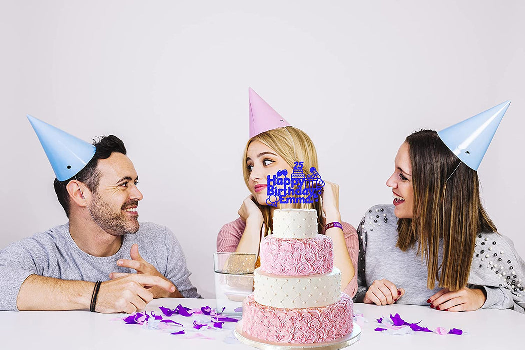 Personalised "Happy Birthday" Glitter Cake Topper in Multiple Colours