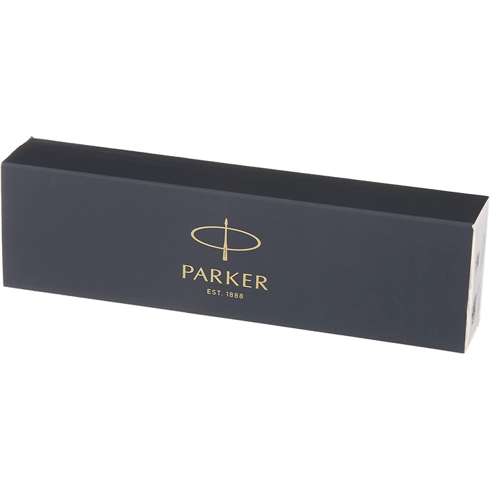 Personalised Black and Silver Parker Jotter Ballpoint Pen in Pink Leather Case and Parker Gift Box