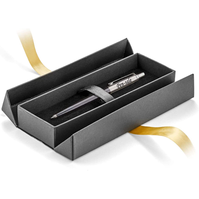 Personalised Engraved Parker Jotter Black Ballpoint Pen in Ribbon Presentation Box