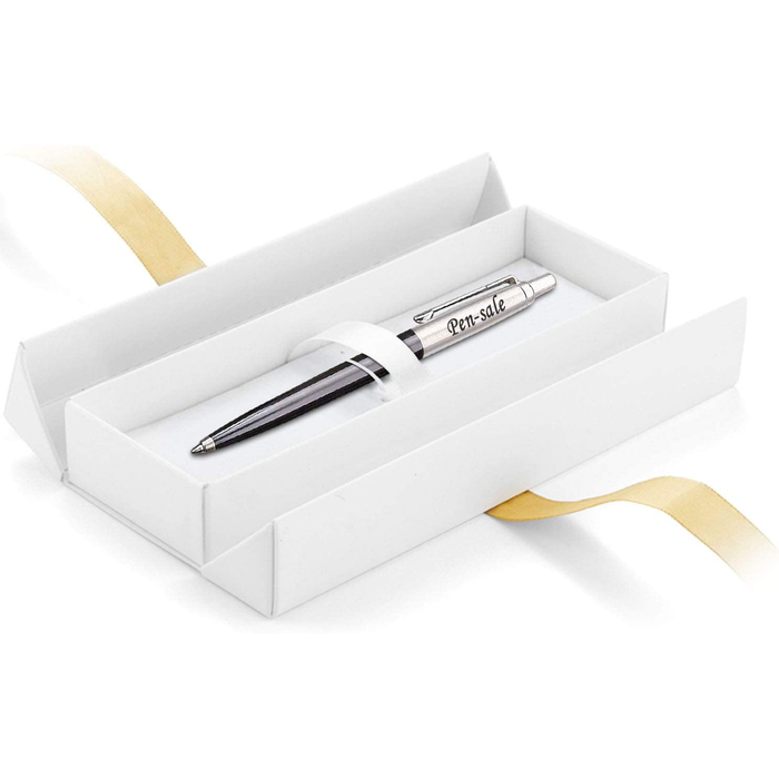 Personalised Engraved Parker Jotter Black Ballpoint Pen in Ribbon Presentation Box